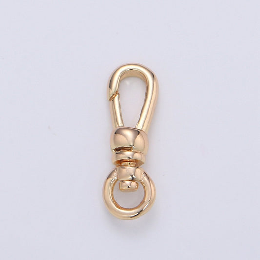 Dainty Self Closing Swivel Clasps - Triggerless - 20mm X 6mm - Real Gold Plated for Charm Lock Keychain Supply Component Supp-945 L-009