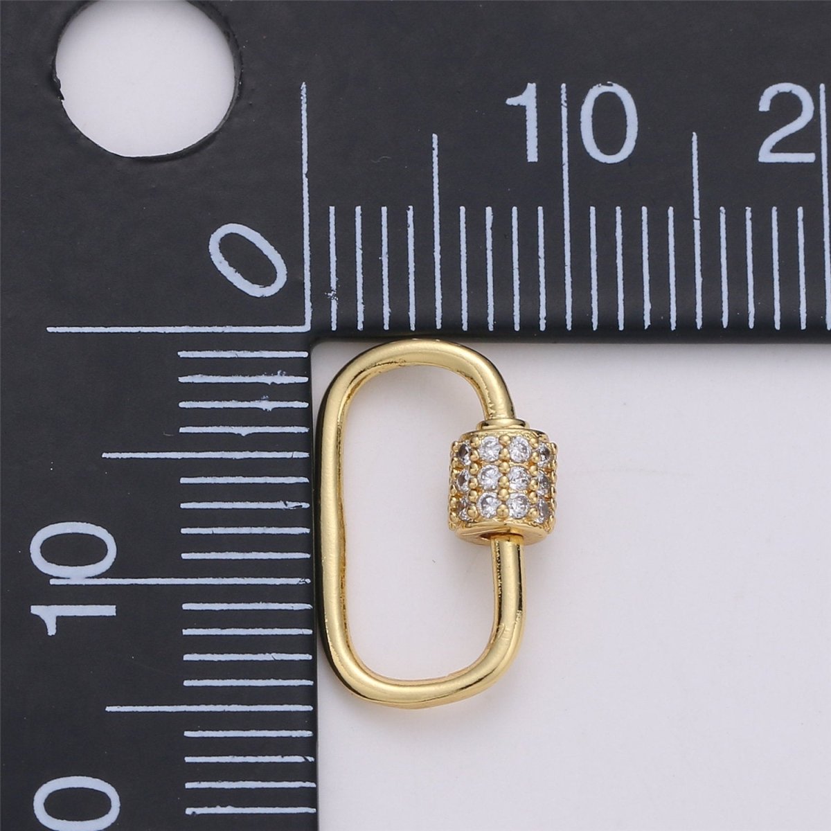 Dainty Small Carabiner Screw  Clasp, Screw Clasp Oval, Interlocking Oval Clasp, Pave Oval Shaped Clasps, Gold Color Only K-471