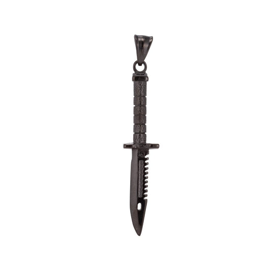 Dark Black Gun Metal Stainless Steel Knife Charm Pendant w/ Bails Findings for Earring Necklace Men Jewelry Making Supplies J-416