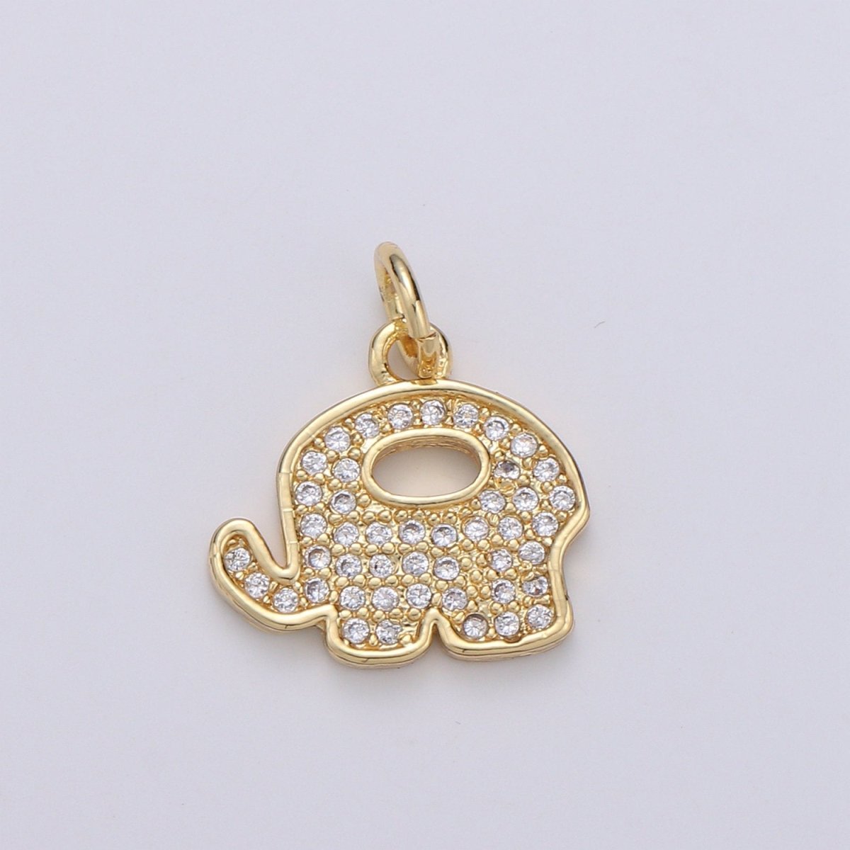 Elephant 14K Gold Filled Charm Good Luck Charms, Micro Pave Deity Charm, Clear CZ Gold  Charm, Wisdom Charm Dainty Jewelry Supply D-760
