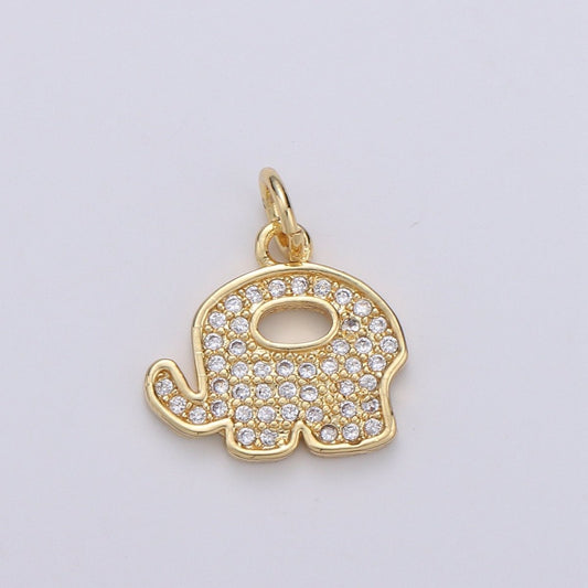 Elephant 14K Gold Filled Charm Good Luck Charms, Micro Pave Deity Charm, Clear CZ Gold  Charm, Wisdom Charm Dainty Jewelry Supply D-760