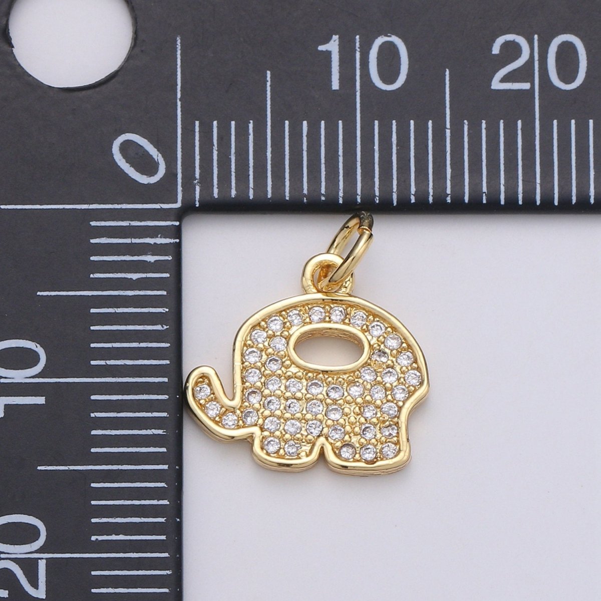 Elephant 14K Gold Filled Charm Good Luck Charms, Micro Pave Deity Charm, Clear CZ Gold  Charm, Wisdom Charm Dainty Jewelry Supply D-760