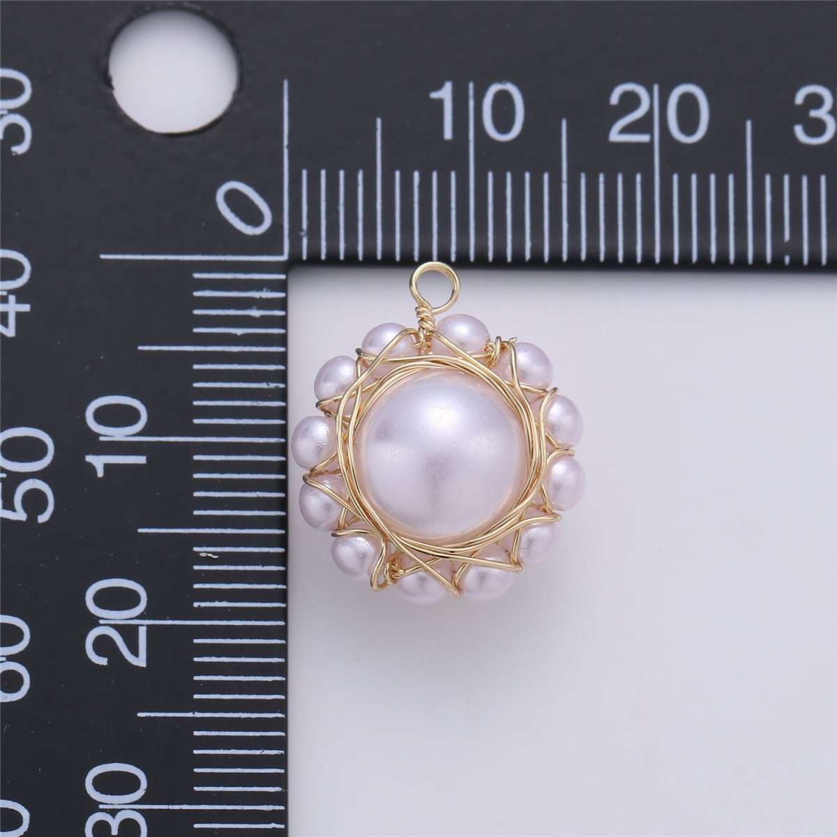 Faux Pearls in Hand Wired Circle E-507