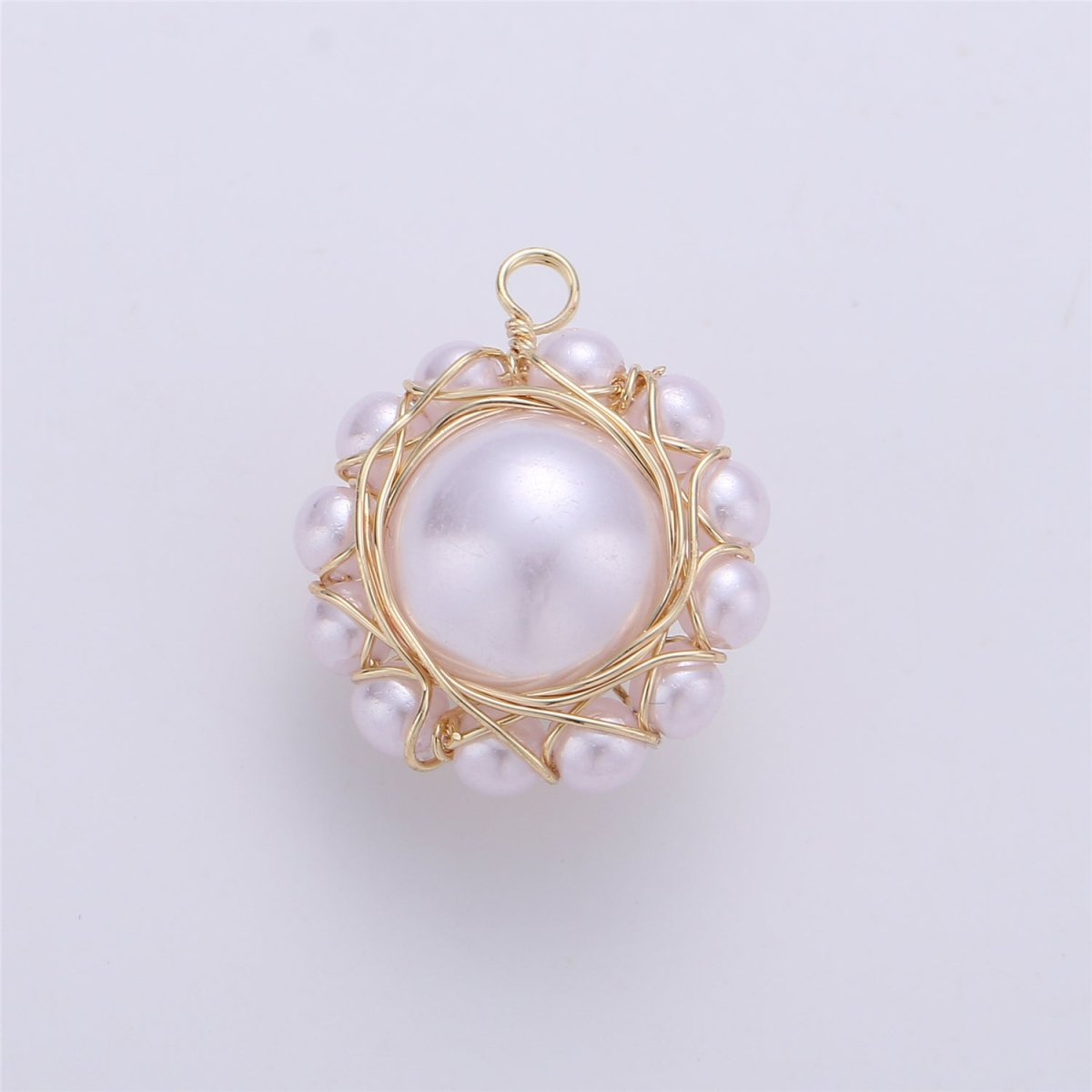 Faux Pearls in Hand Wired Circle E-507