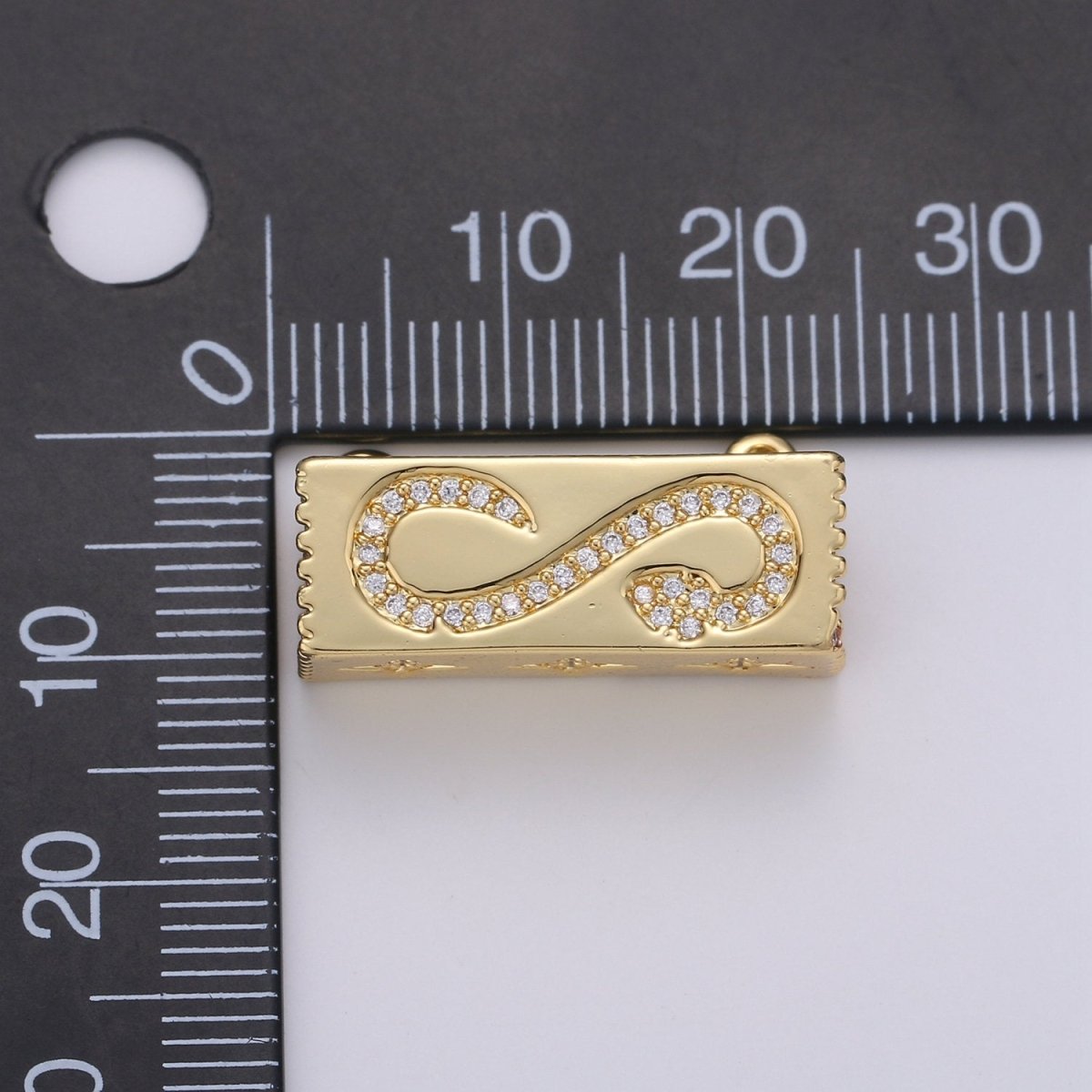 Gold Cresent Moon On Cuboid Shape Charms, Gold Star Pendant, Cube Necklace Charms with Double Bail / Dangle Charm F-439