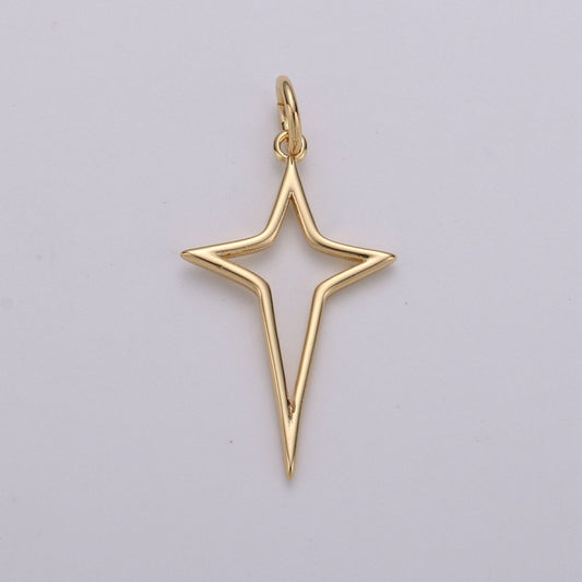 Gold North Star Charm 24k Gold Filled Star Charm, Polaris Charm, Celestial Charm Jewelry Cut out Star Charm for Necklace Earring Bracelet Supply  D-468