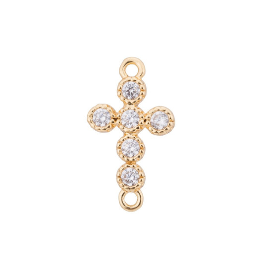 Gold / Silver Cross Charm, Peace Love Hope Believe, Family, Mother, Craft DIY Cubic Zirconia Bracelet Charm Bead Connector For Jewelry Making F-108
