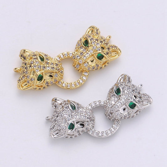 Leopard Charms Bracelet Connector Gold Silver Link Connector Animal Jewelry Supplies Component Curved for Bracelet Component F-446 F-447
