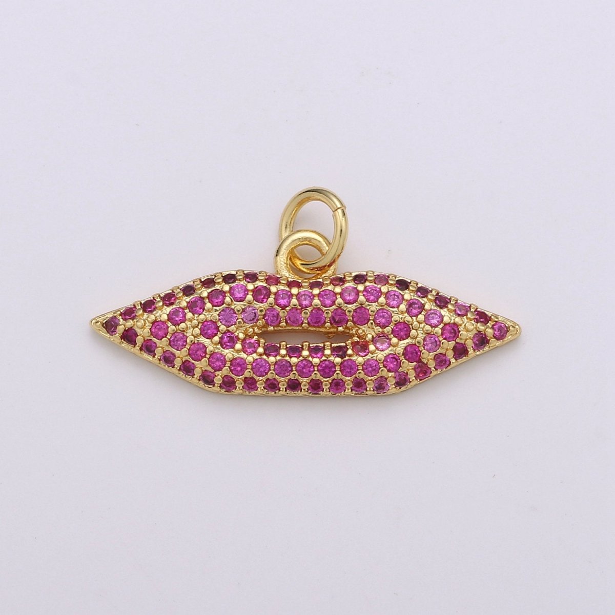 Lips Charm Pendant, Pave Lips Charms Pendants, CZ Lips Charm, Sexy Lips Charm Pendant, 24k Gold Filled Charm for Necklace Bracelet Earring D-342