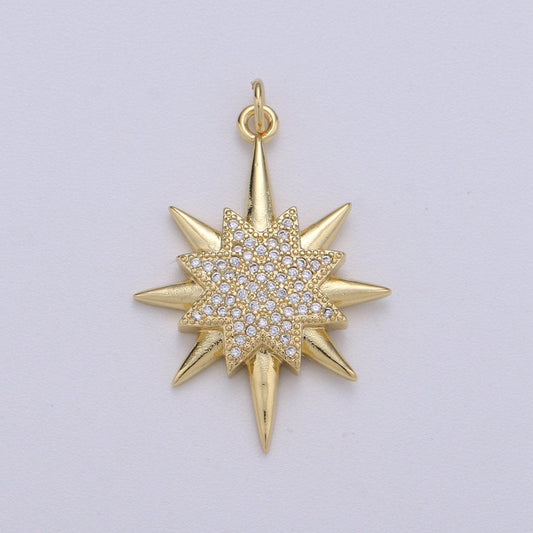 Micro Pave Star Charms, Cubic Zirconia Charms, Gold Star Charm, Necklace Pendant Bracelet Charms Star Celestial Jewelry D-694