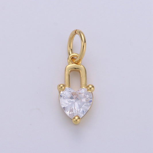 Mini 24k Gold Filled Heart Charms, Gold Filled Love Charm, Cubic Charm ,Gold Love Lock charm Relationship Jewelry Inspired D-563 D-564