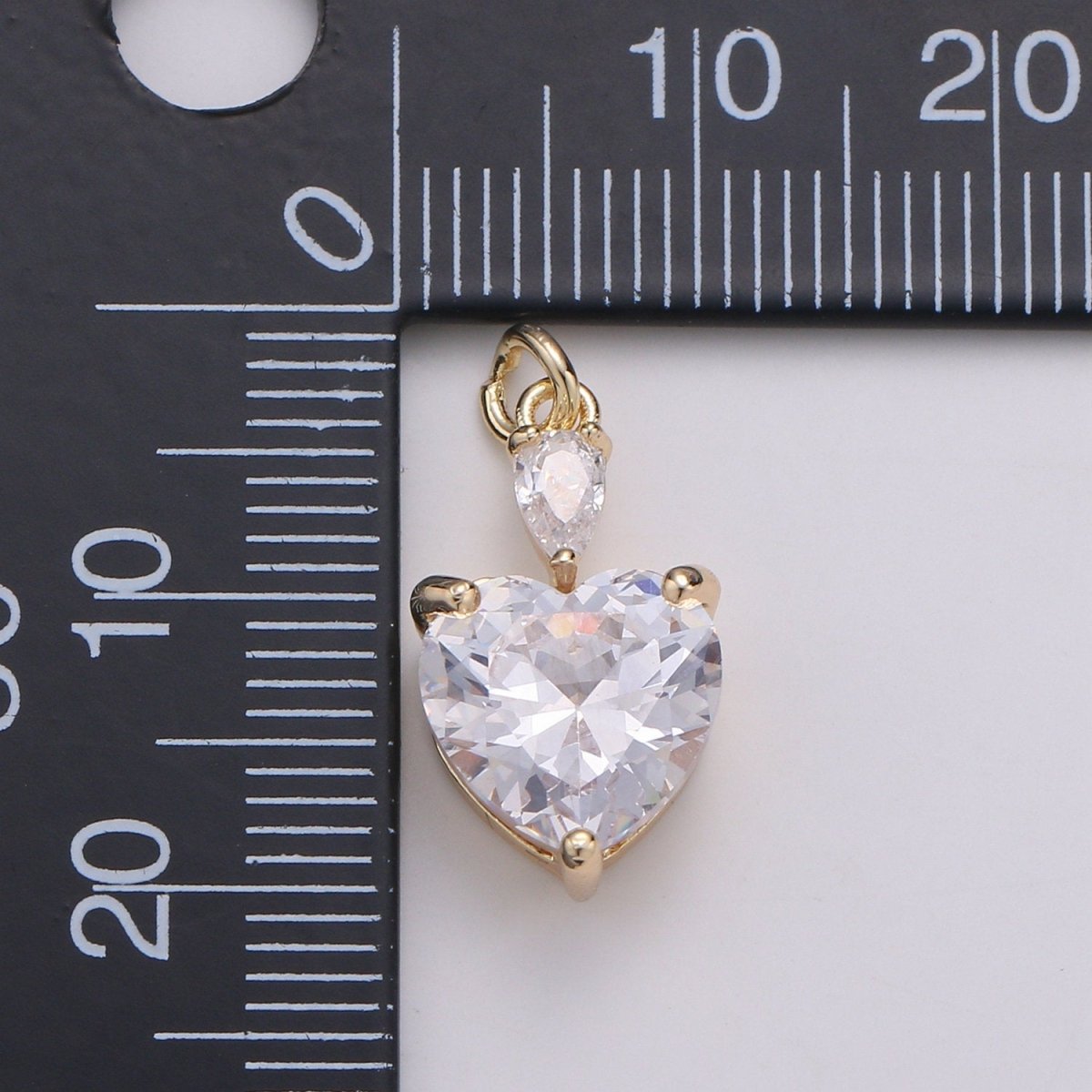 Mini 24k Gold Filled Pear & Heart Cubic Charms, Gold Filled Love Charm, Cubic Charm ,Gold Love Lock charm Relationship Jewelry Inspired D-155
