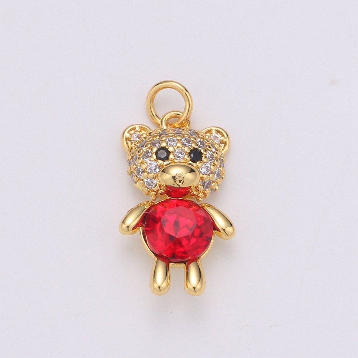 Multi Color 24K Gold Plated  Micro Pave CZ Bear Pendant Charm, Micro Pave CZ Bear Pendant Charm, Gold Plated Animal Pendant,Dainty Charm C-825~C-828