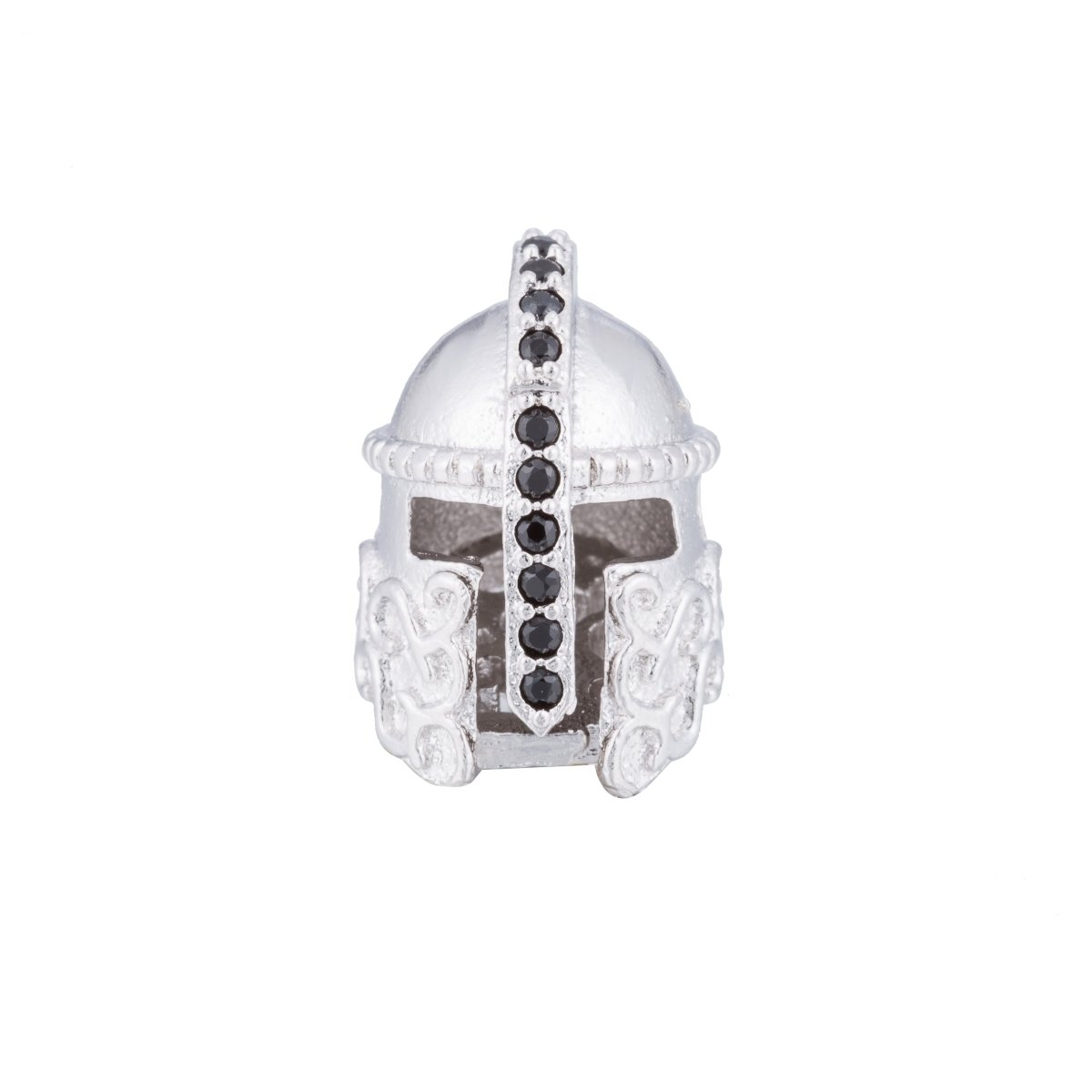 On Sale! CLEARANCE! Black CZ Micro Paved Medieval Warrior Knight Spacer Bead | B-415