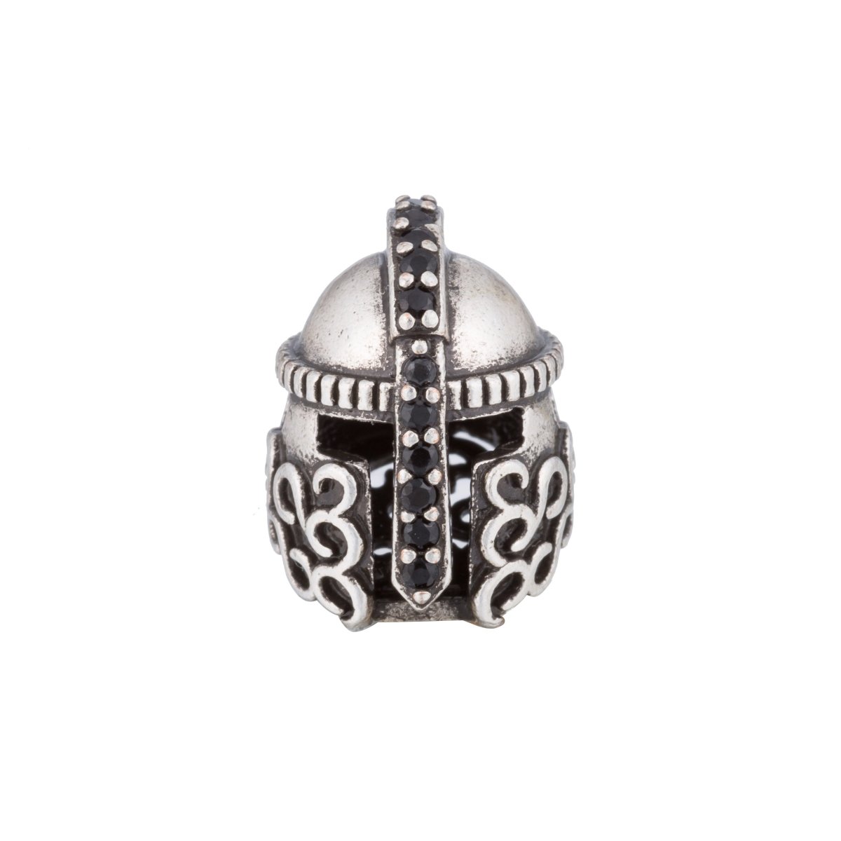 On Sale! CLEARANCE! Black CZ Micro Paved Medieval Warrior Knight Spacer Bead | B-415