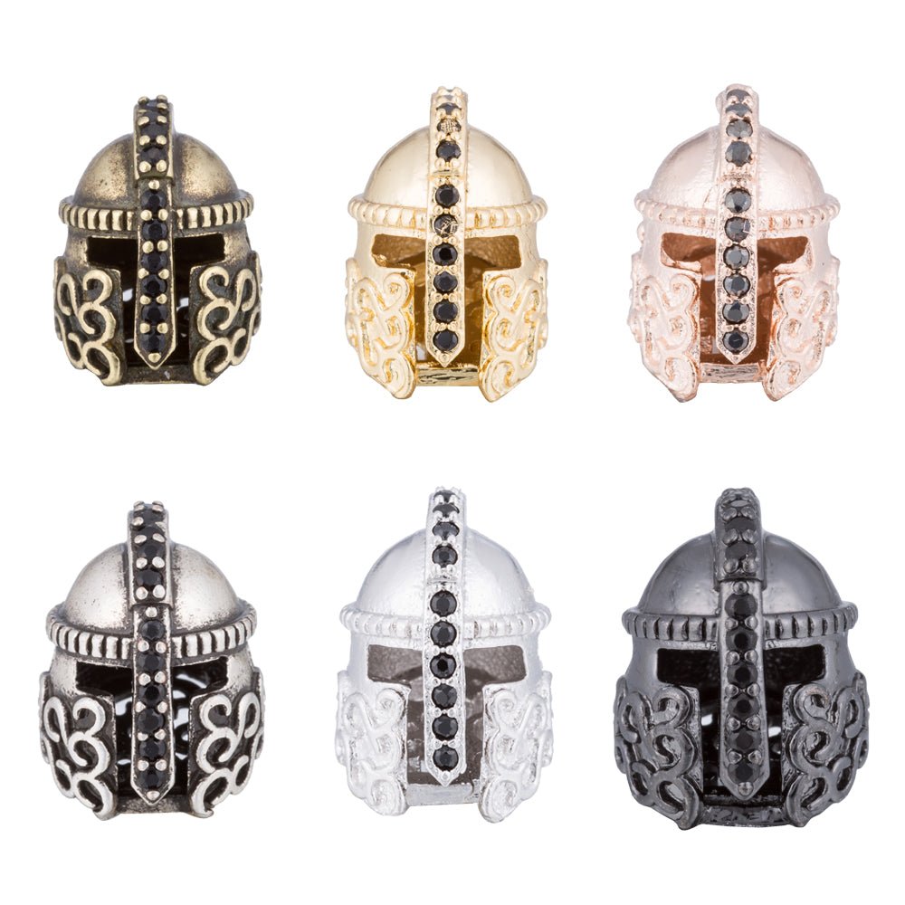 On Sale! CLEARANCE! Black CZ Micro Paved Medieval Warrior Knight Spacer Bead | B-415