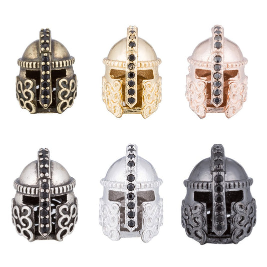 On Sale! CLEARANCE! Black CZ Micro Paved Medieval Warrior Knight Spacer Bead | B-415