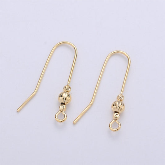 Ear Hooks 14k Gold Filled Ear Wires with Open Link for Charm, Handmade Earring Findings, Gold Earwires, DIY Jewelry Supply Component K-222