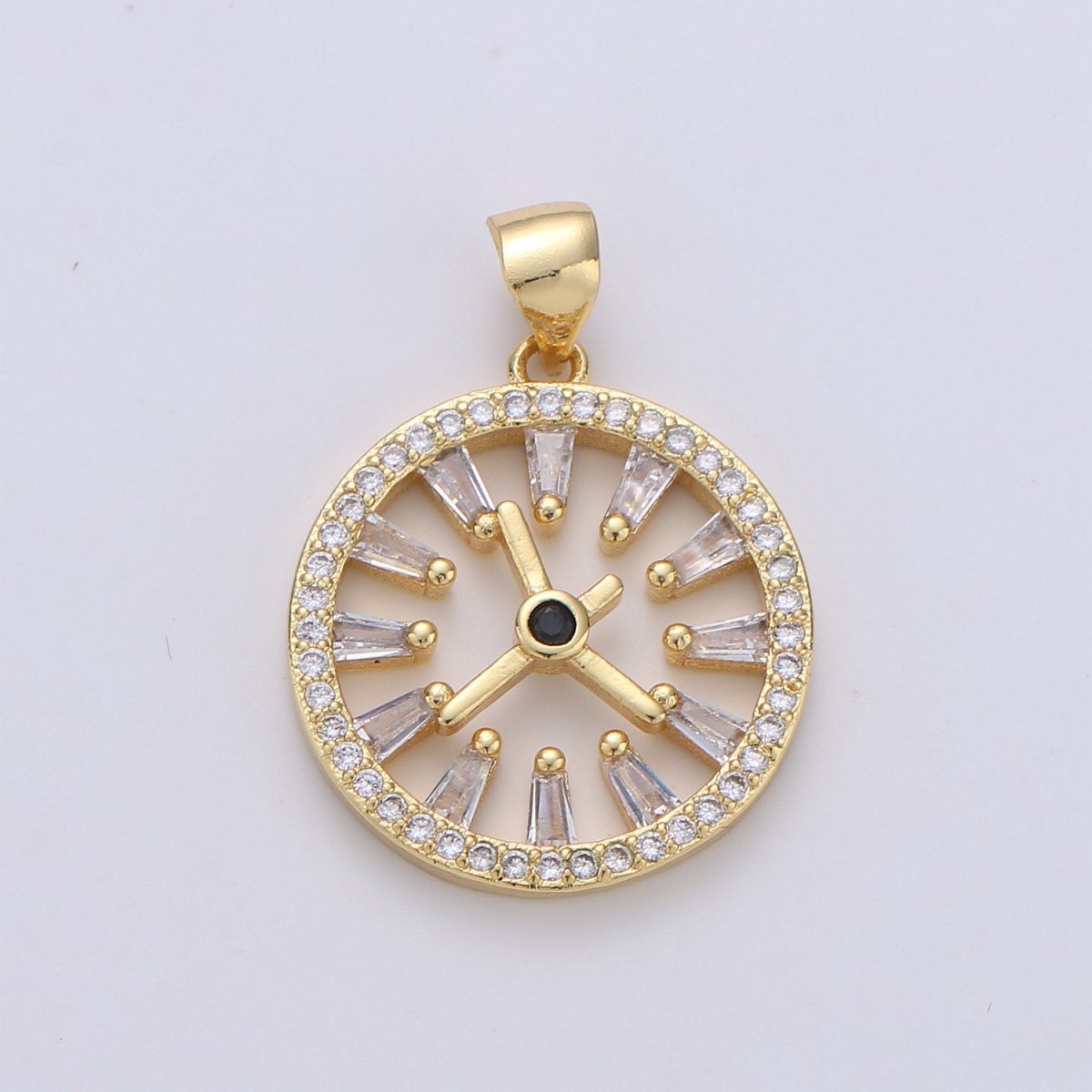 Pave pendant Necklace, Cubic clock pendant, Micro pave charms, pave jewelry, 24k Gold Filled watch pendant, earrings dangle, bracelet charms I-726