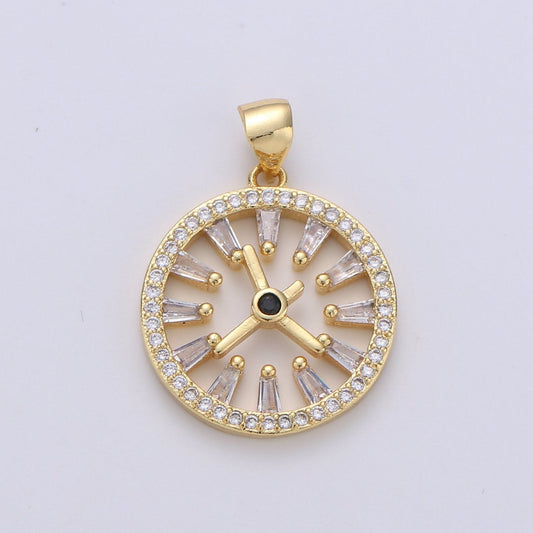 Pave pendant Necklace, Cubic clock pendant, Micro pave charms, pave jewelry, 24k Gold Filled watch pendant, earrings dangle, bracelet charms I-726