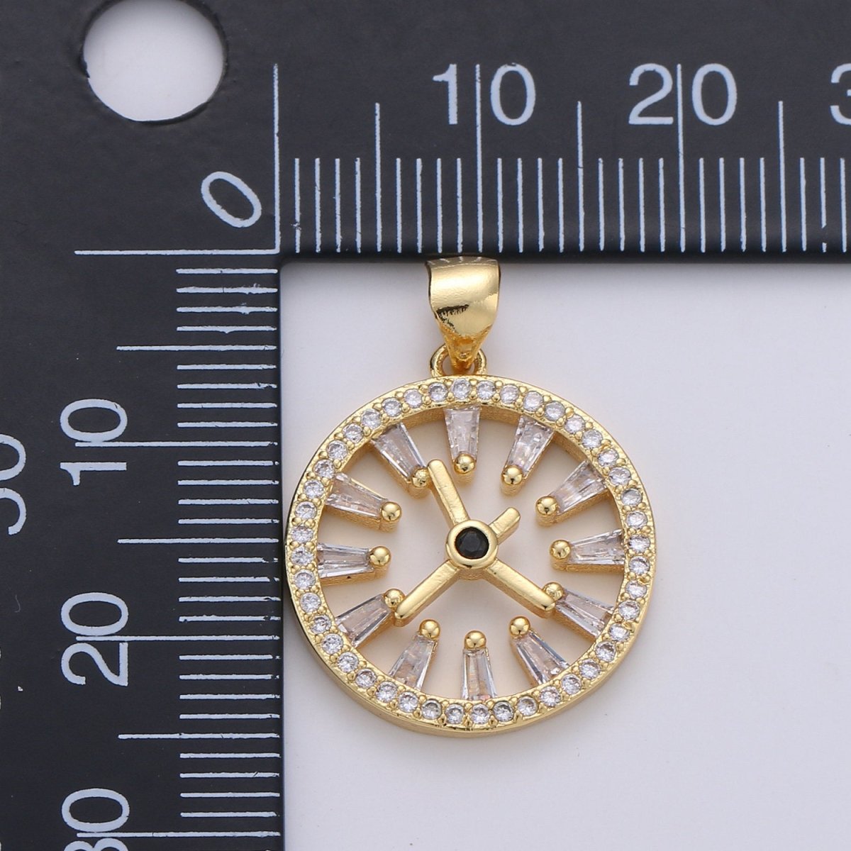 Pave pendant Necklace, Cubic clock pendant, Micro pave charms, pave jewelry, 24k Gold Filled watch pendant, earrings dangle, bracelet charms I-726