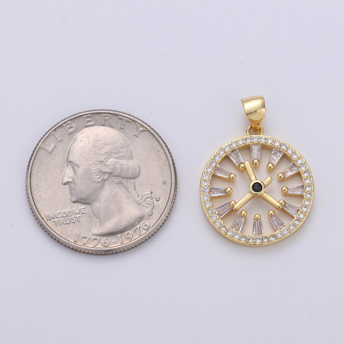 Pave pendant Necklace, Cubic clock pendant, Micro pave charms, pave jewelry, 24k Gold Filled watch pendant, earrings dangle, bracelet charms I-726