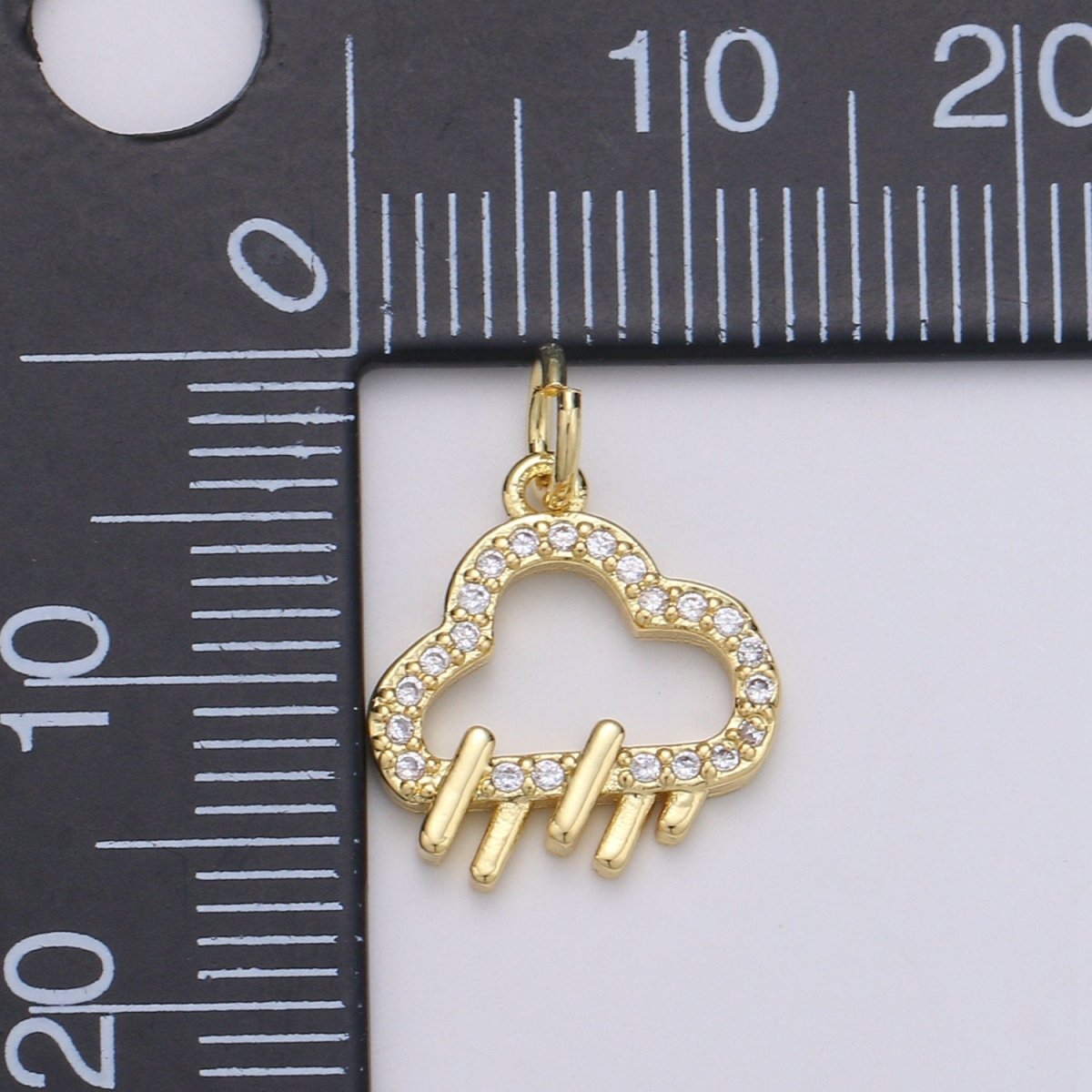 Raindrop 24K Gold Filled Micro Pave CZ Charm Hanger Micro Cubic Charm Rainy, Cloudy, Storm Pendant Bracelet Necklace Supply D-759