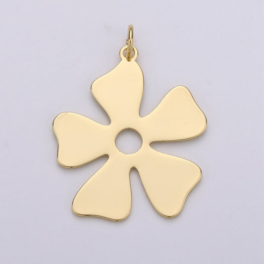 Shamrock Charm 24k Gold Filled Shamrock Celtic Four Leaf Clover Lucky Charm, 22x30mm for Necklace Earring Bracelet Jewelry Making D-489