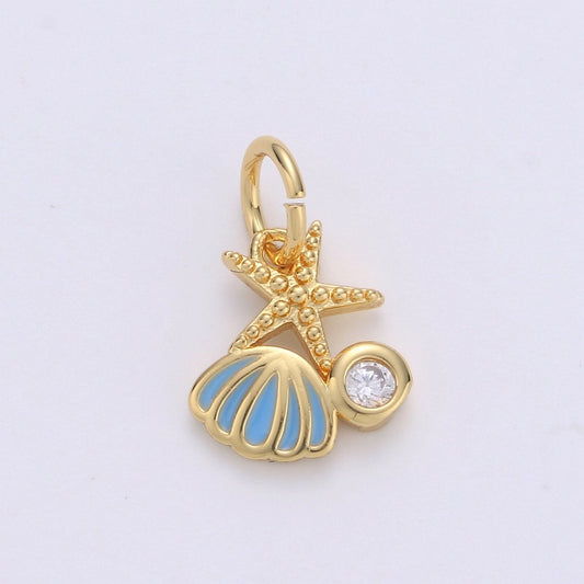 Shell 24K Gold Filled Tiny Charms, Gold Filled Star Fish Charm, Gold Starfish ,Gold Beach charm Under the sea Jewelry Inspired D-558