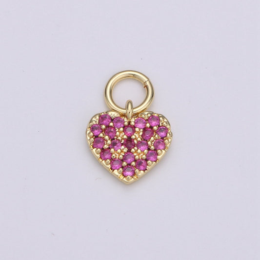 Tiny 14k Gold Filled Heart Charms, Love Pendant, Dainty Red Color Cz Heart Charm for Minimalist Bracelet Earring Necklace supply D-607