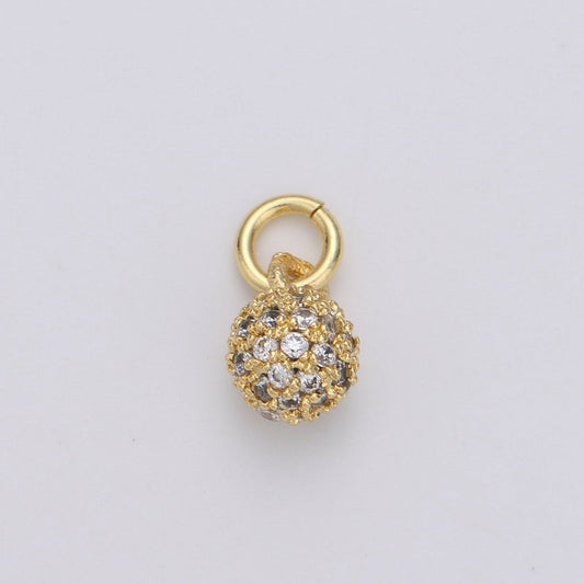 Tiny Ball Pendant Small Ball Charm for Handmade Jewelry Supplies 24k Gold Filled Charm Micro Pave Cubic Ball Charm Disco Ball, D-117