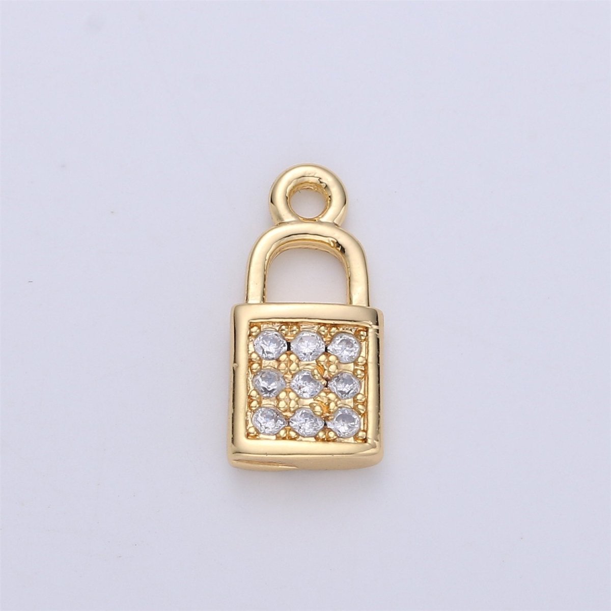 14K Gold Filled Mini Micro Paved CZ Padlock Charm | C686