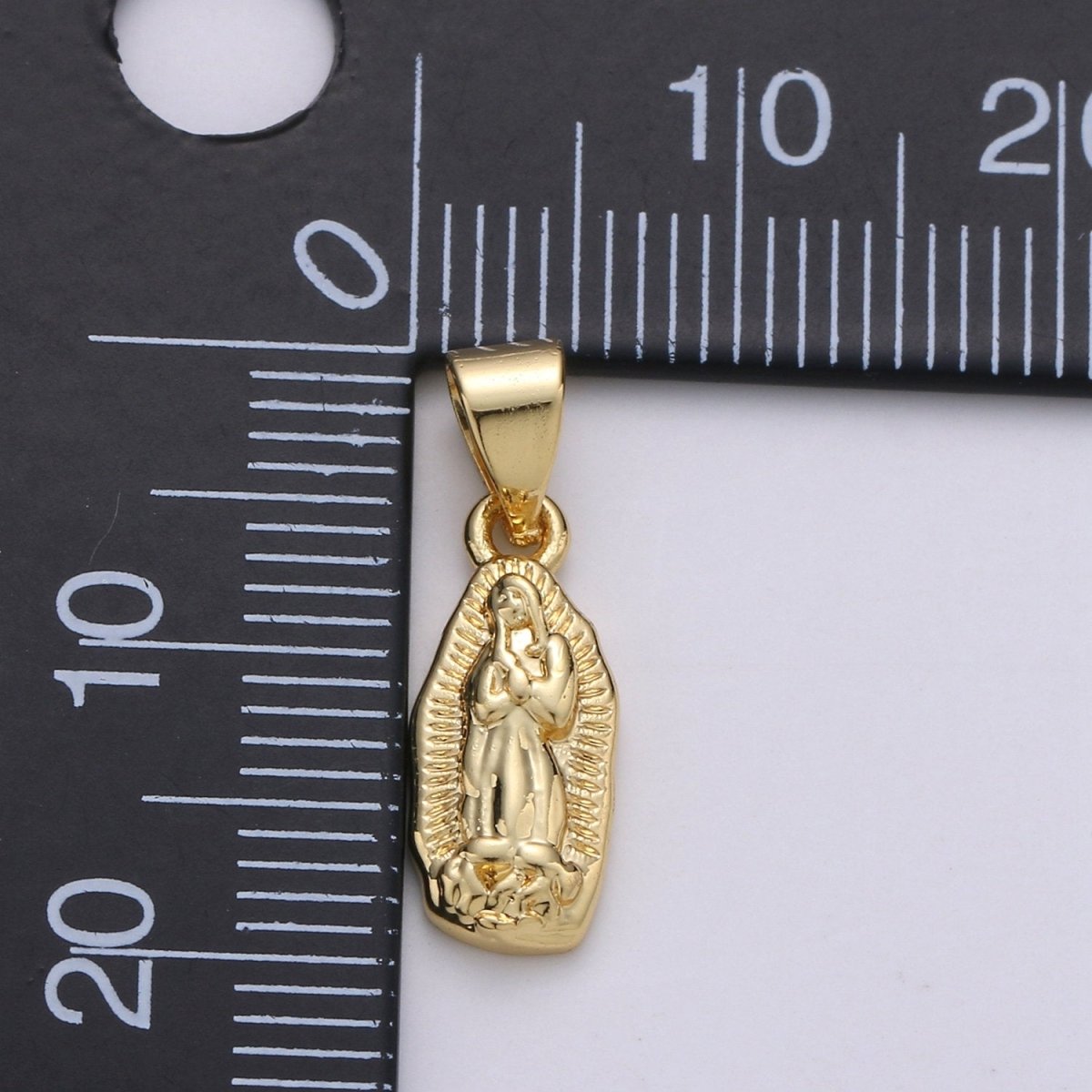 Vintage Mary Charm Necklace 14K Gold Filled Holy Mary Pendant Necklace, Our Lady of Guadalupe Pendant Necklace For Religious Jewelry Making J-006