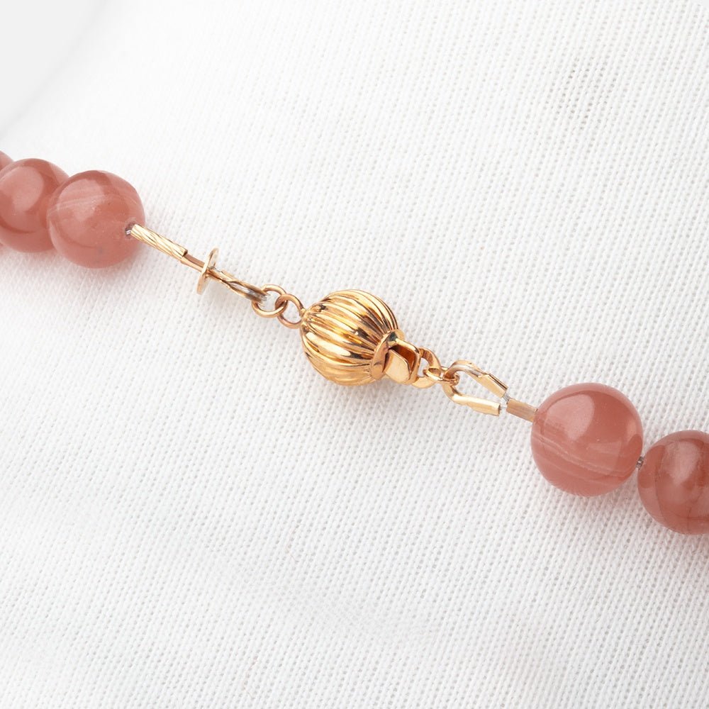 Rhodochrosite Plain Round Necklace with a 14kt Gold Clasp AAA