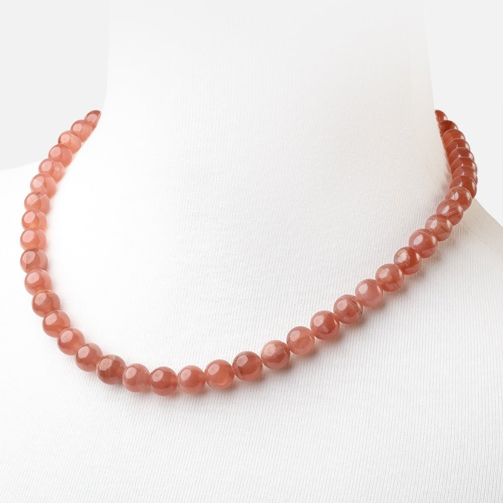 Rhodochrosite Plain Round Necklace with a 14kt Gold Clasp AAA