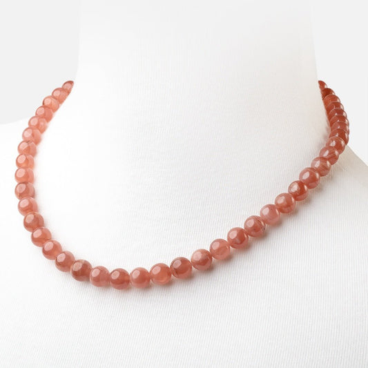 Rhodochrosite Plain Round Necklace with a 14kt Gold Clasp AAA