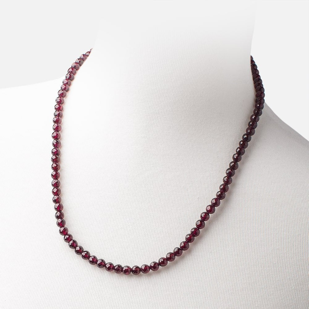 Rhodolite Garnet Faceted Round Necklace AAA