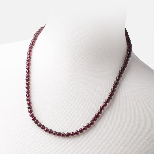 Rhodolite Garnet Faceted Round Necklace AAA