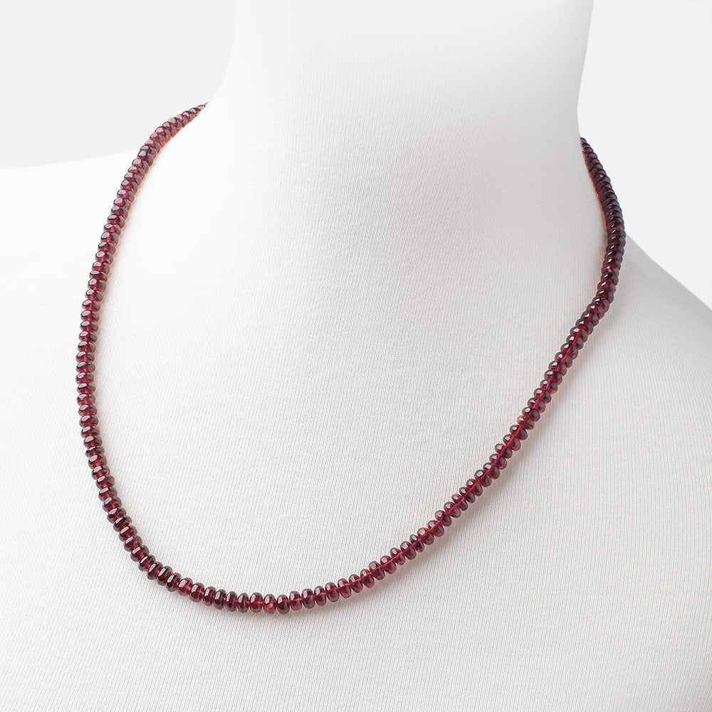 Rhodolite Garnet Plain Rondelle Necklace AAA