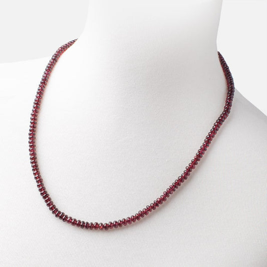 Rhodolite Garnet Plain Rondelle Necklace AAA