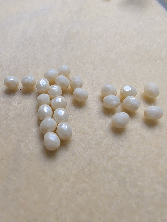 6mm Faceted Round Firepolished Bead Ivory with Luster Finish