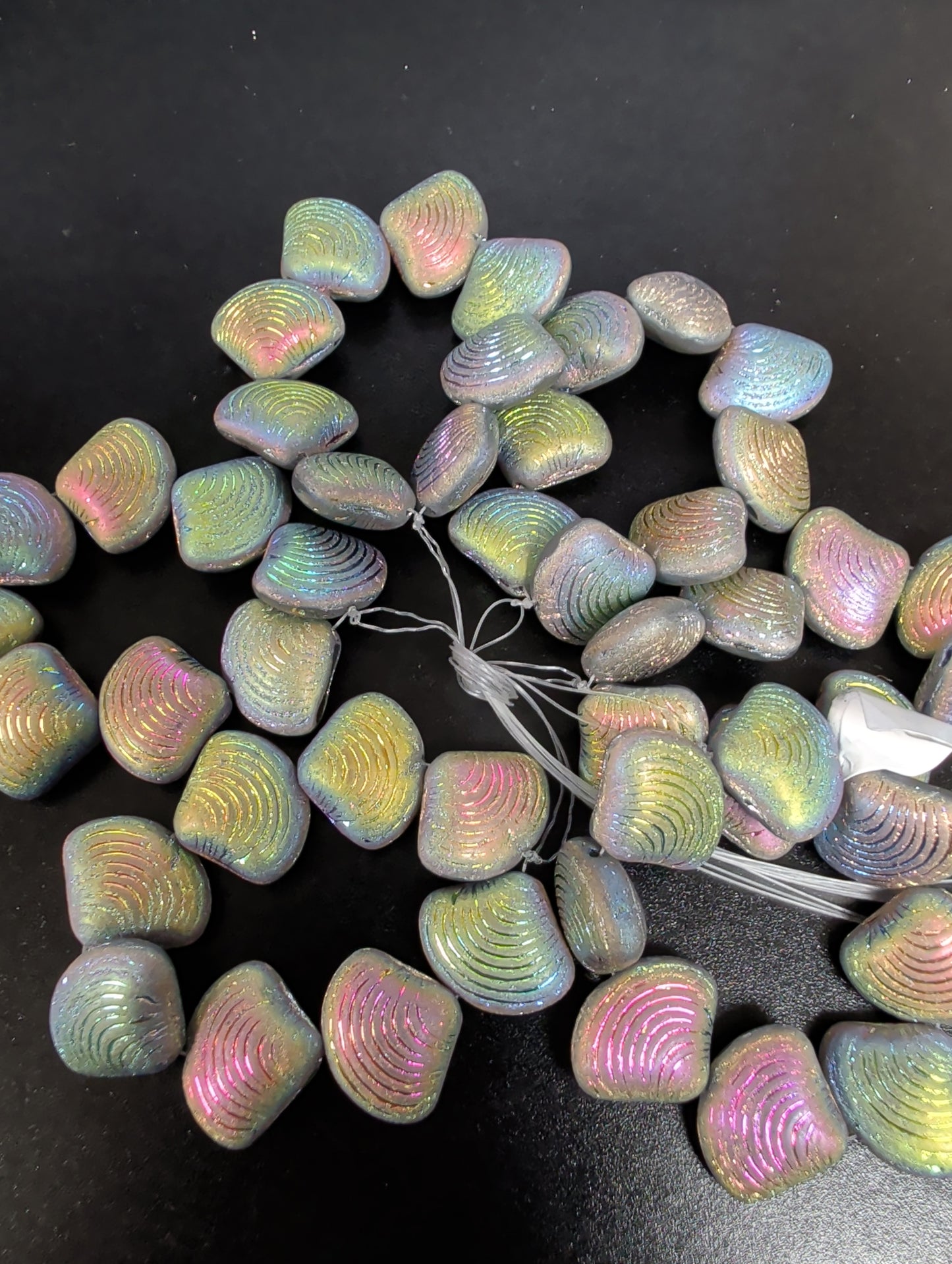 15x18mm Seashells Rainbow AB & Etched
