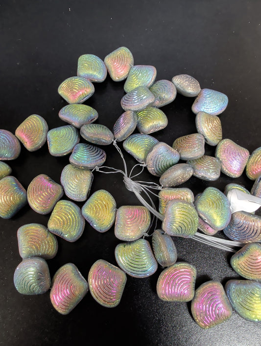 15x18mm Seashells Rainbow AB & Etched