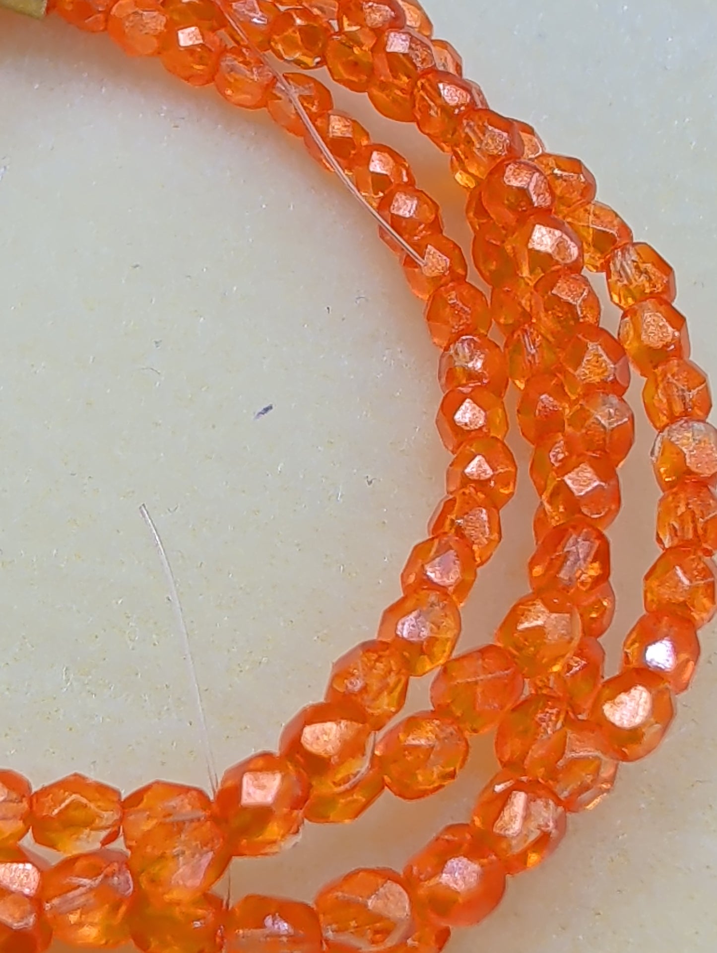 Fire Polish, Round, Orange Luster, 4mm, FP4/125-L