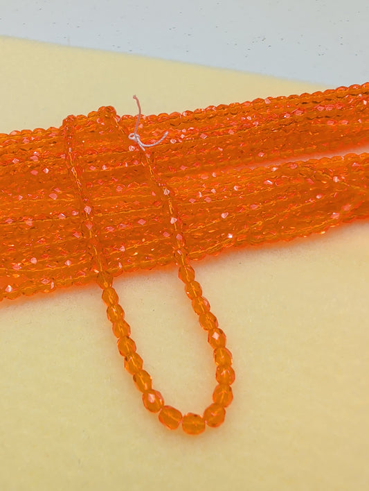 Fire Polish, Round, Orange 4mm, FP4/orange