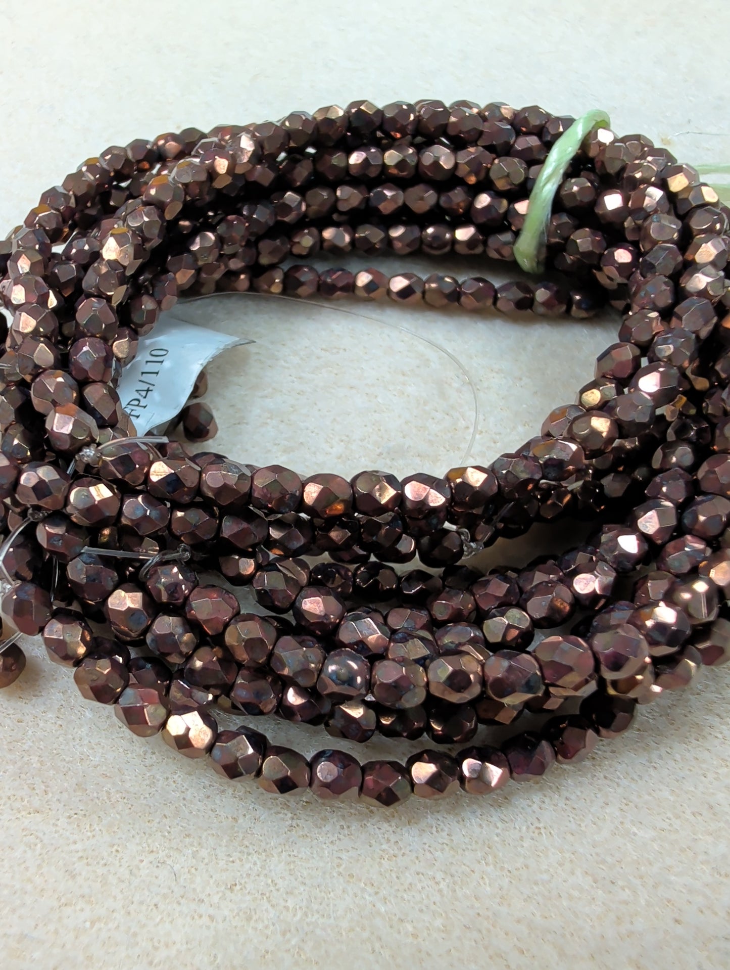 Fire Polish, Round, Salmon w/ Bronze Finish, 4mm