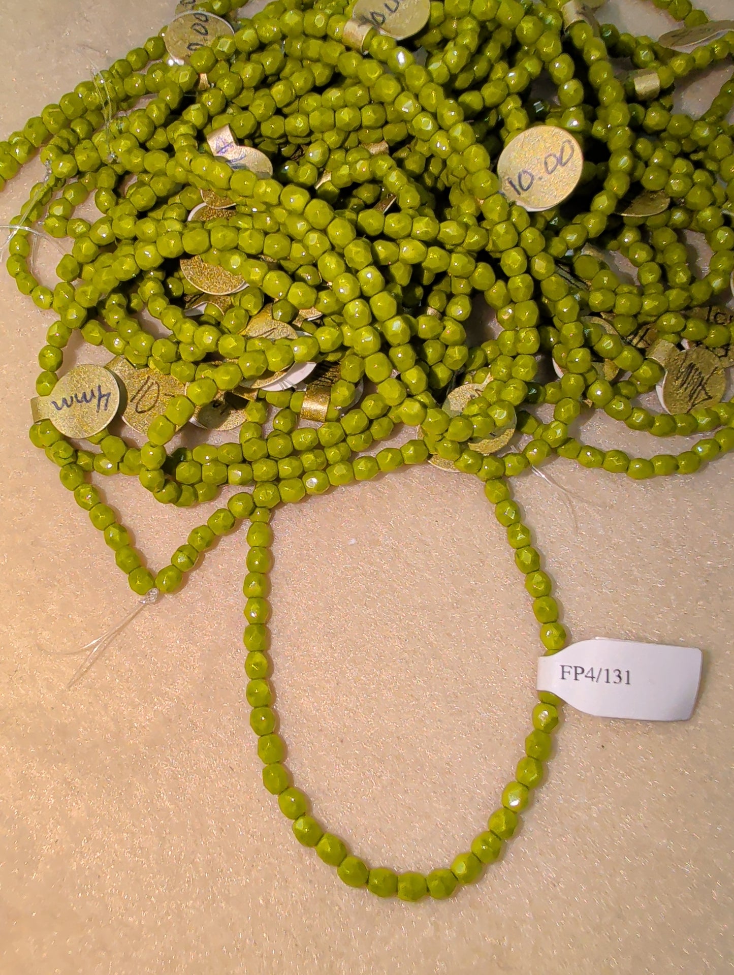 Fire Polish, Round, Advocado, 4mm