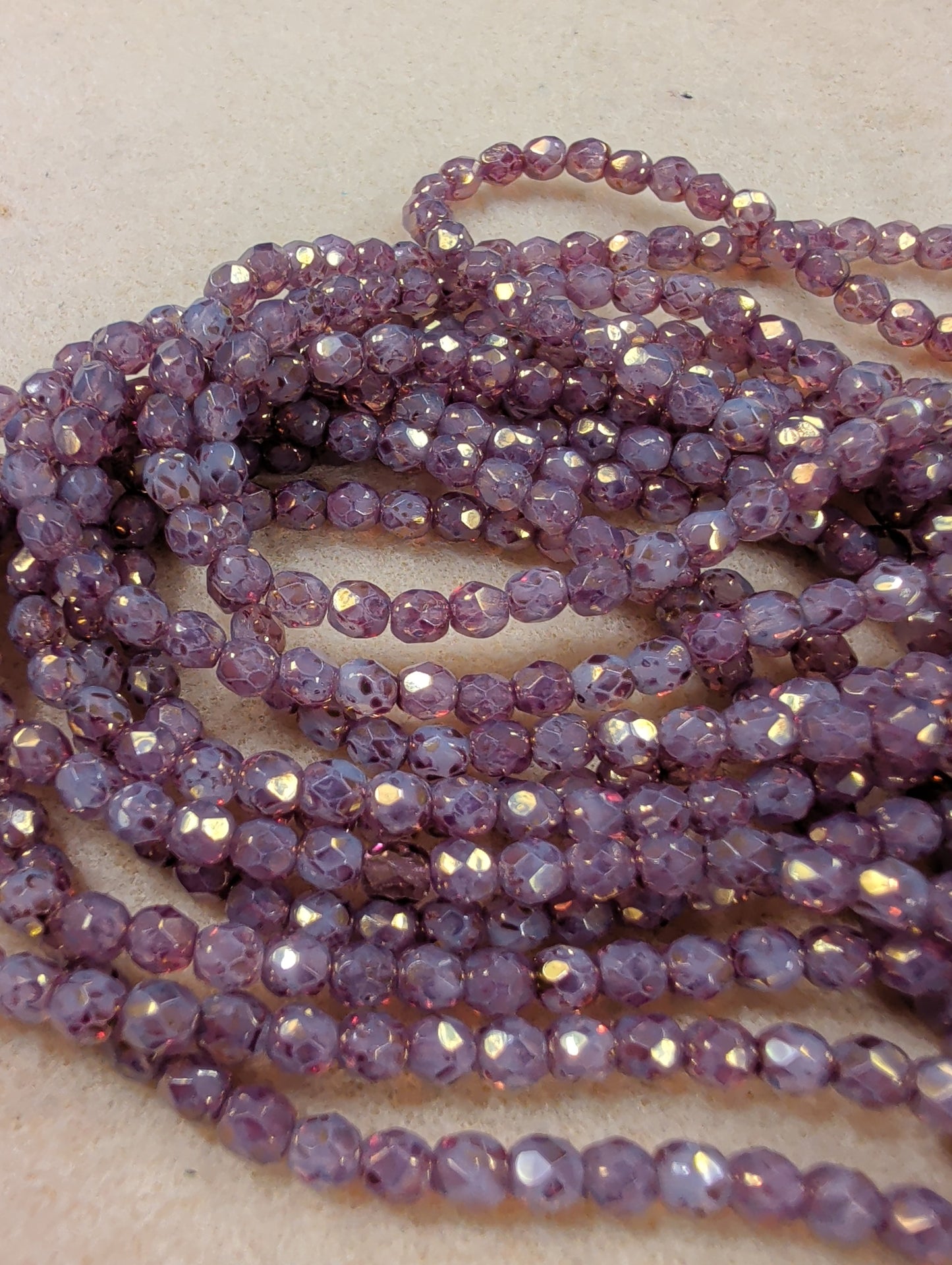 Fire Polish, Round, Thistle, 4mm
