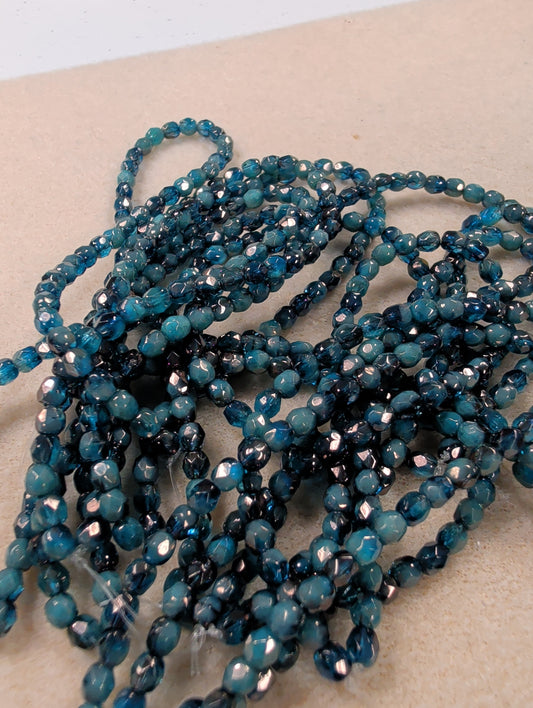Fire Polish, Round, Pacific Blue w/ Luster Finish, 4mm