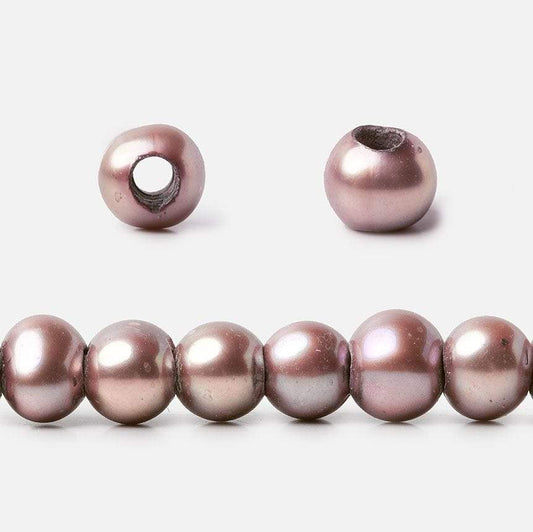 Rose Pink Off Round Large Hole Freshwater Pearls, 15 inch, 7-8mm diameter,